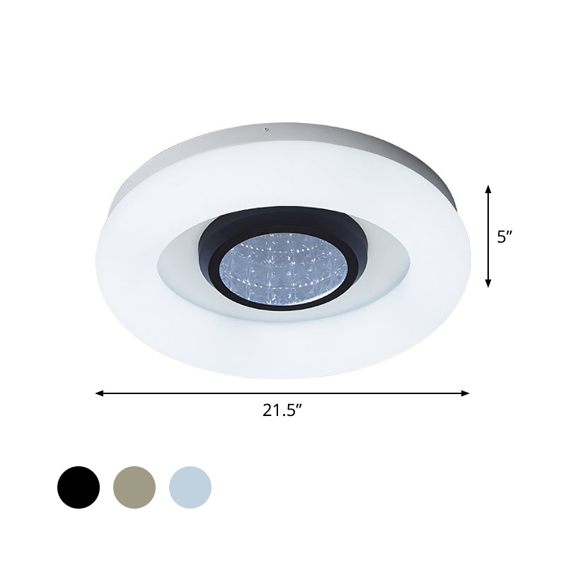 Bedroom LED Ceiling Flush Minimalist Black/Grey/Silver Flush Mount Light with Ring Acrylic Shade