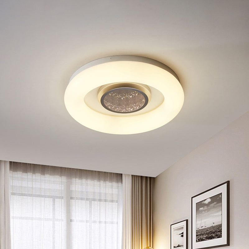 Bedroom LED Ceiling Flush Minimalist Black/Grey/Silver Flush Mount Light with Ring Acrylic Shade