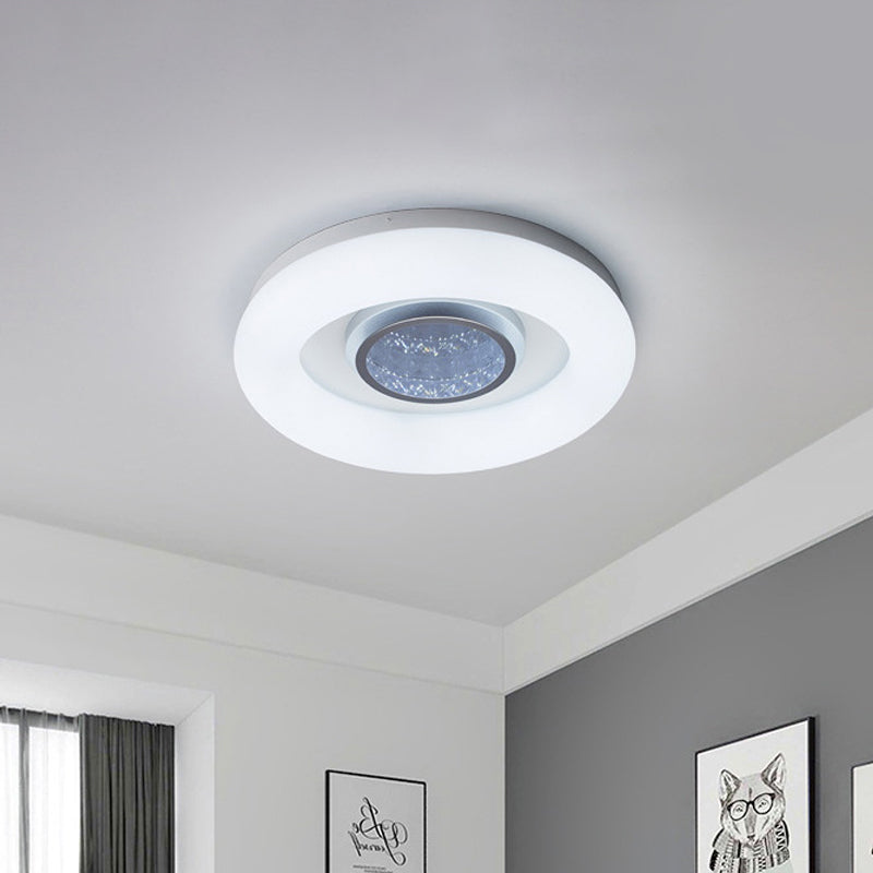 Bedroom LED Ceiling Flush Minimalist Black/Grey/Silver Flush Mount Light with Ring Acrylic Shade