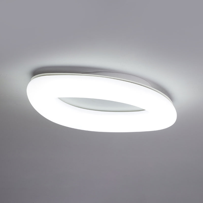 Simplicity Ellipse Flush Light Fixture Acrylic Living Room LED Ceiling Mount Lamp in White