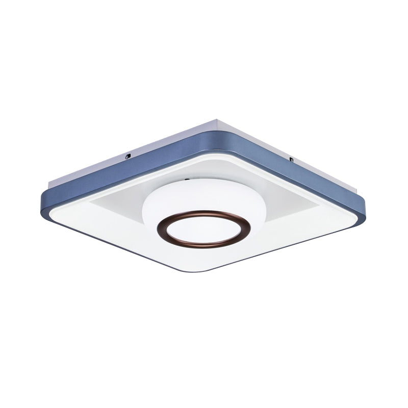 Triangle/Bubble/Circle Flush Mount Lamp Modern Acrylic Blue-White LED Ceiling Light with Square Frame