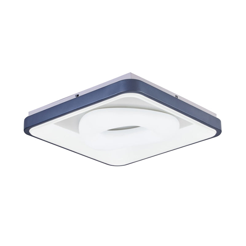 Triangle/Bubble/Circle Flush Mount Lamp Modern Acrylic Blue-White LED Ceiling Light with Square Frame
