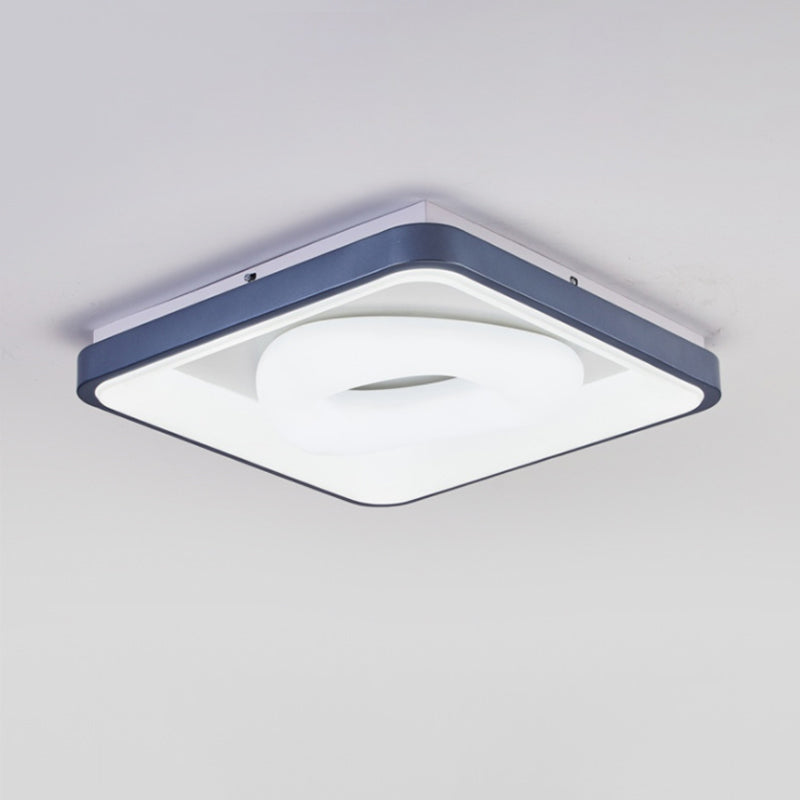 Triangle/Bubble/Circle Flush Mount Lamp Modern Acrylic Blue-White LED Ceiling Light with Square Frame