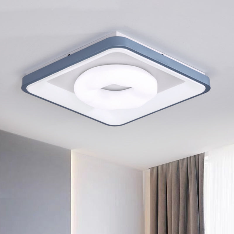 Triangle/Bubble/Circle Flush Mount Lamp Modern Acrylic Blue-White LED Ceiling Light with Square Frame