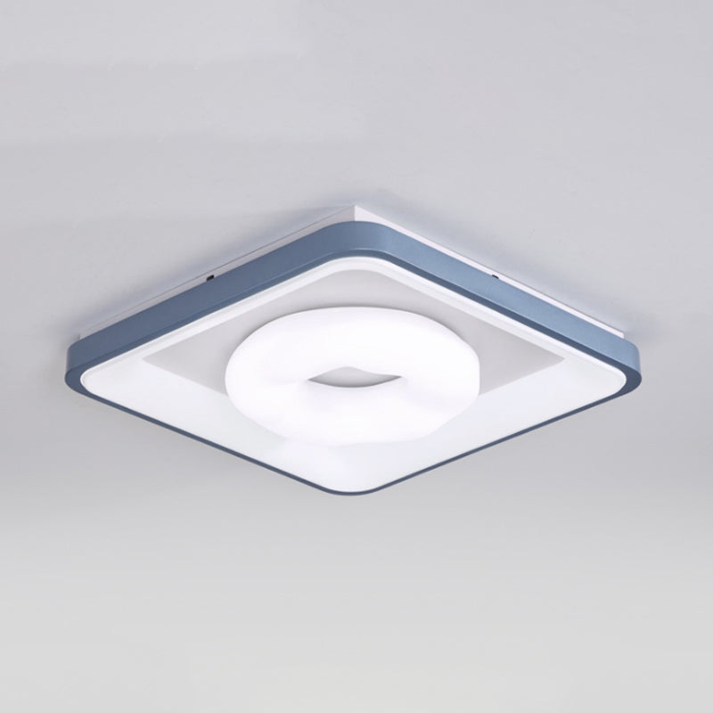 Triangle/Bubble/Circle Flush Mount Lamp Modern Acrylic Blue-White LED Ceiling Light with Square Frame