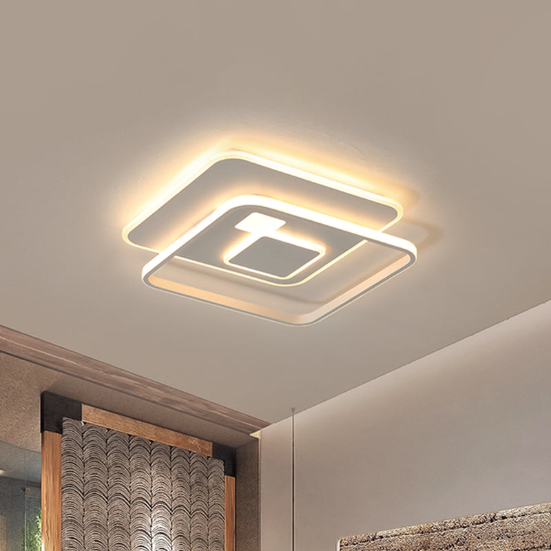 Rectangle Acrylic LED Ceiling Fixture Minimalist White Flush Mount Recessed Lighting in Warm/White Light