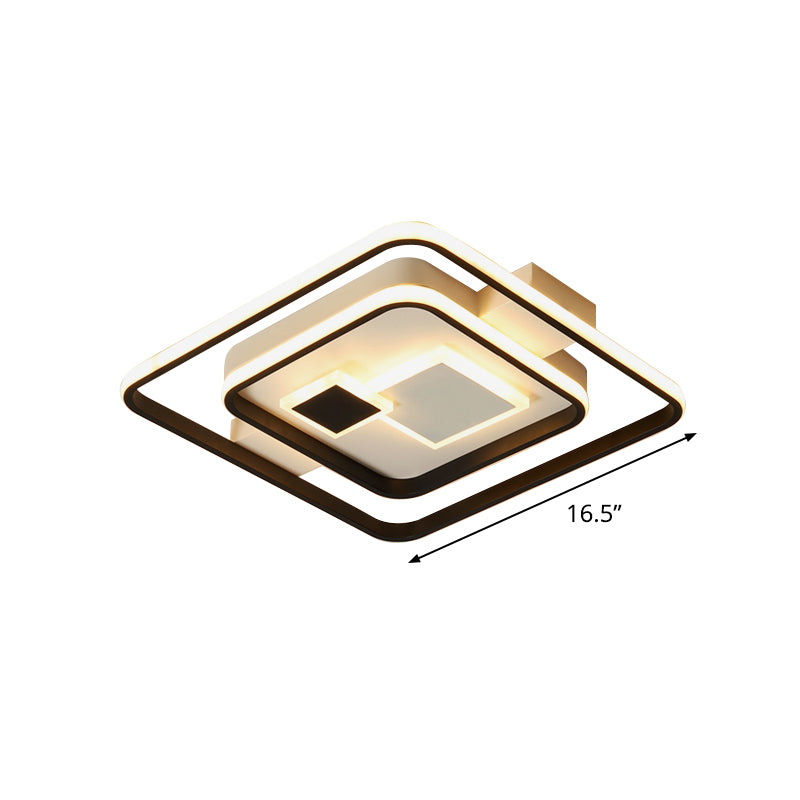 Style moderne treillis encastré acrylique chambre à coucher 16,5 "/ 20,5" Large LED lumière blanche chaude, éclairage de plafond noir et blanc