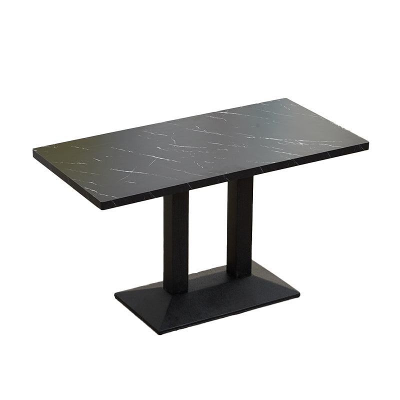 Modern Manufactured Wood Top Black Metal Pedestal Dining Table