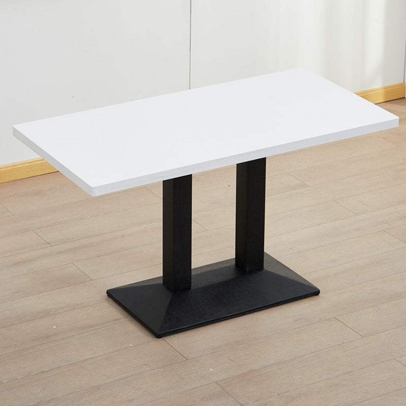 Modern Manufactured Wood Top Black Metal Pedestal Dining Table