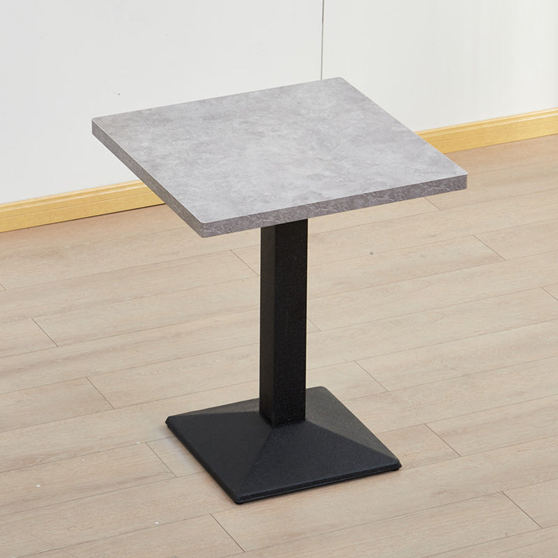 Modern Manufactured Wood Top Black Metal Pedestal Dining Table