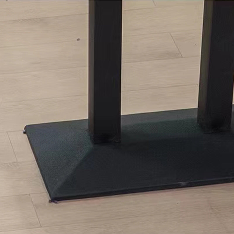 Modern Manufactured Wood Top Black Metal Pedestal Dining Table
