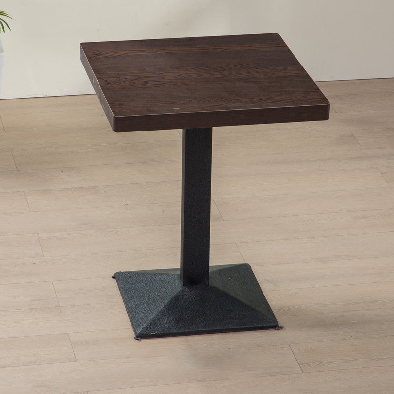Modern Manufactured Wood Top Black Metal Pedestal Dining Table