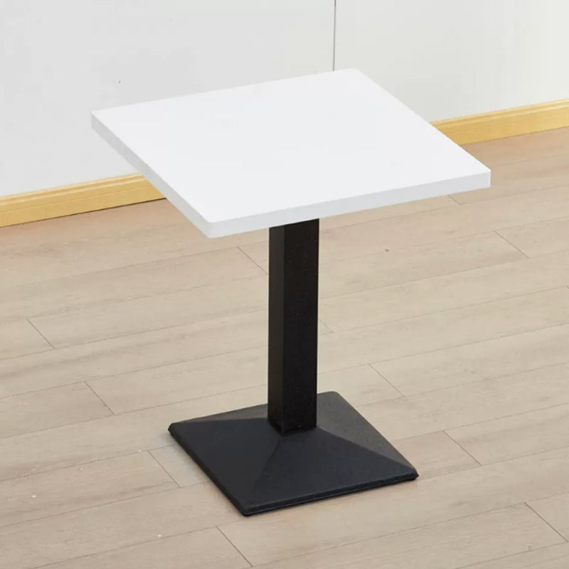 Modern Manufactured Wood Top Black Metal Pedestal Dining Table