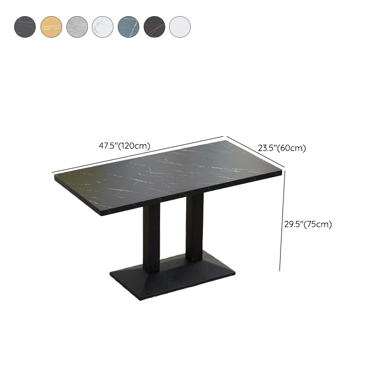 Modern Manufactured Wood Top Black Metal Pedestal Dining Table