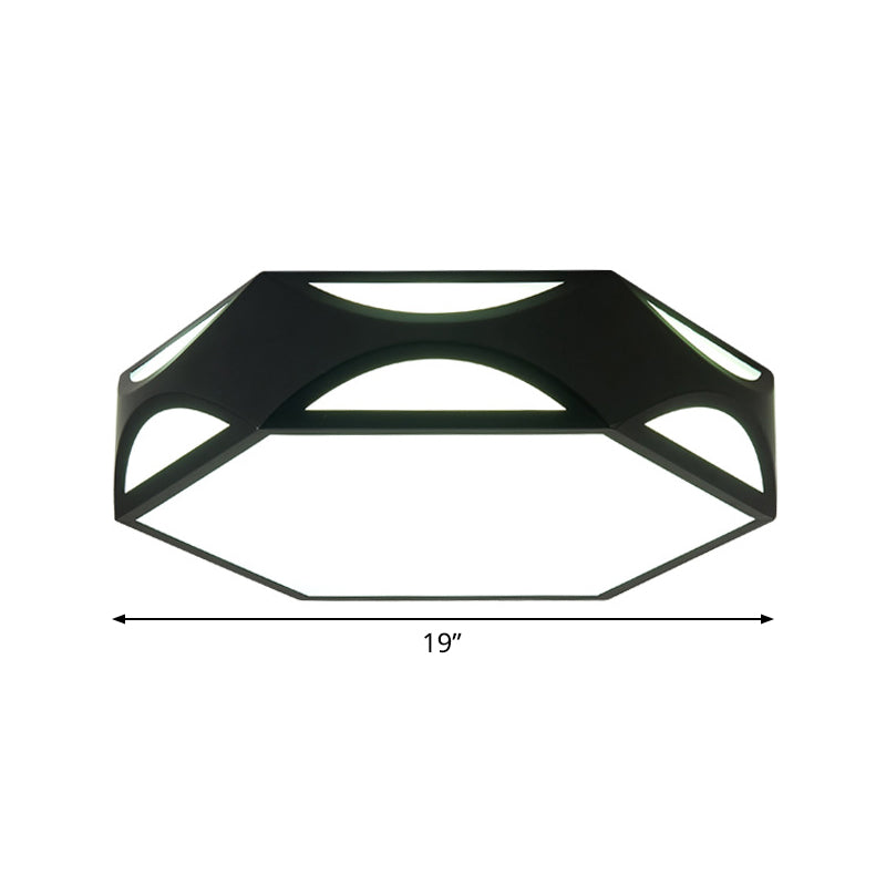 Hexagonal Cutouts Ceiling Mount Light Modern Iron Black/White LED Flush Mount Recessed Lighting with Acrylic Diffuser