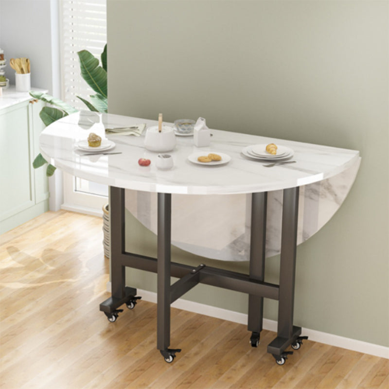 Modern White Round Wooden Easy Folding Dining Table with Leaf