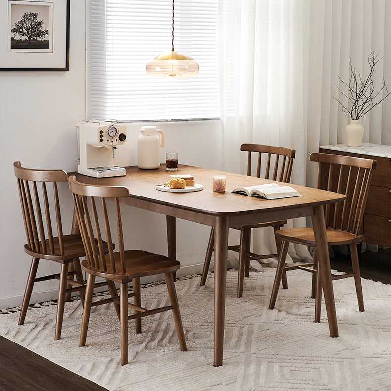 Modern Rectangular Space Saving Brown Walnut Dining Table with 4 Legs