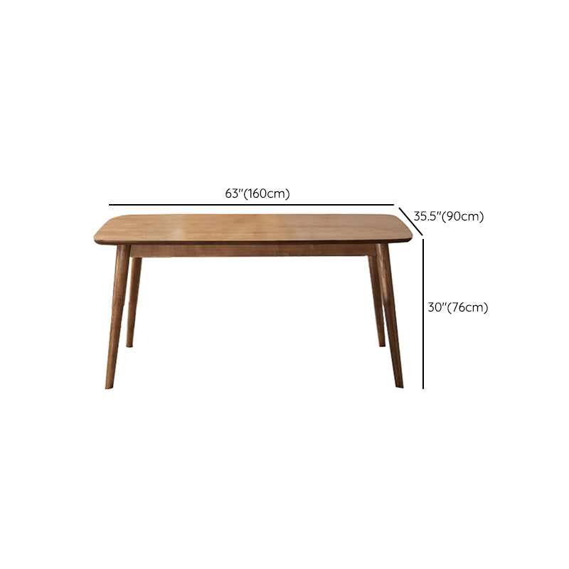 Modern Rectangular Space Saving Brown Walnut Dining Table with 4 Legs