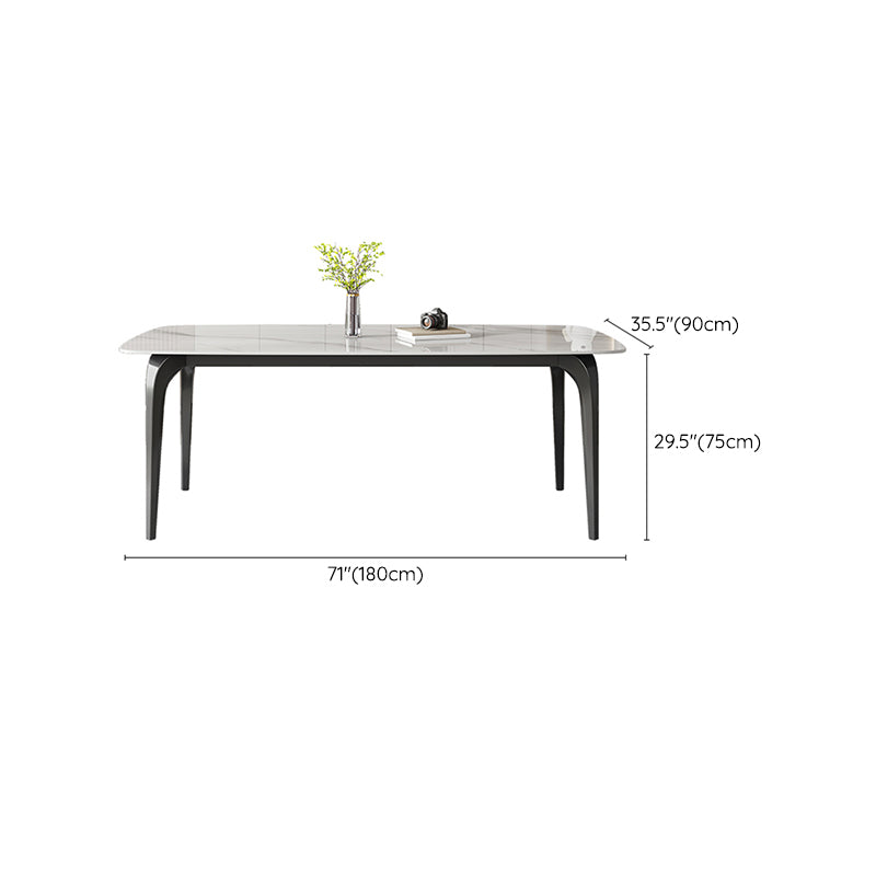 Contemporary White Rectangular Stone Dining Table with 4 Legs