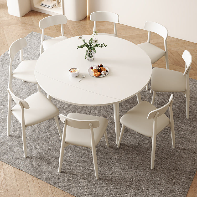 Contemporary White Easy Folding Stone Dining Table with 4 Wooden Legs