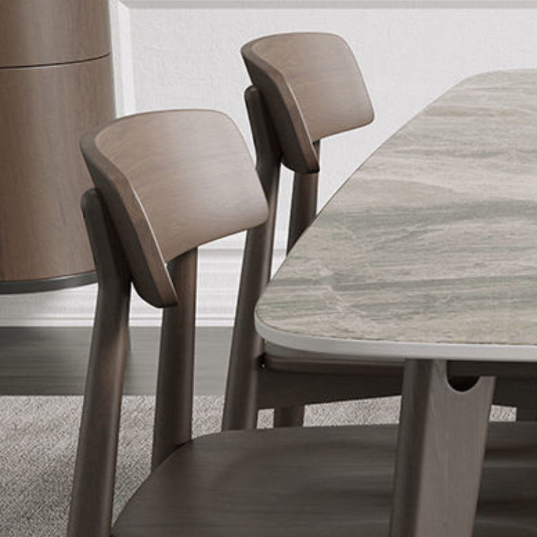 Modern Stone Dining Room Table for 2-6 Person Grey Rectangular Top