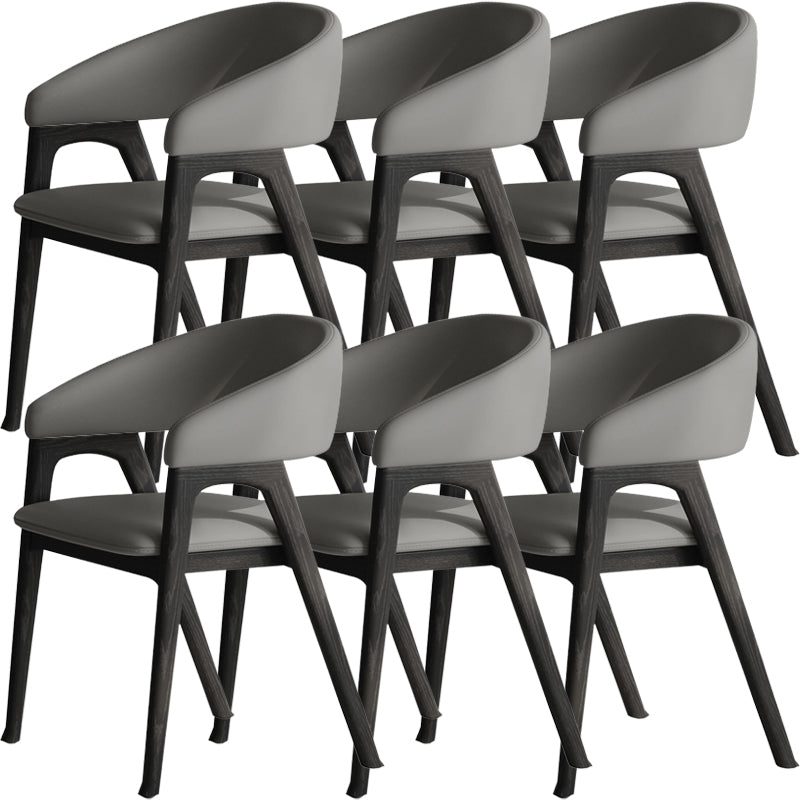 Open Back Arm Upholstered and Solid Wood Dining Accent Chair