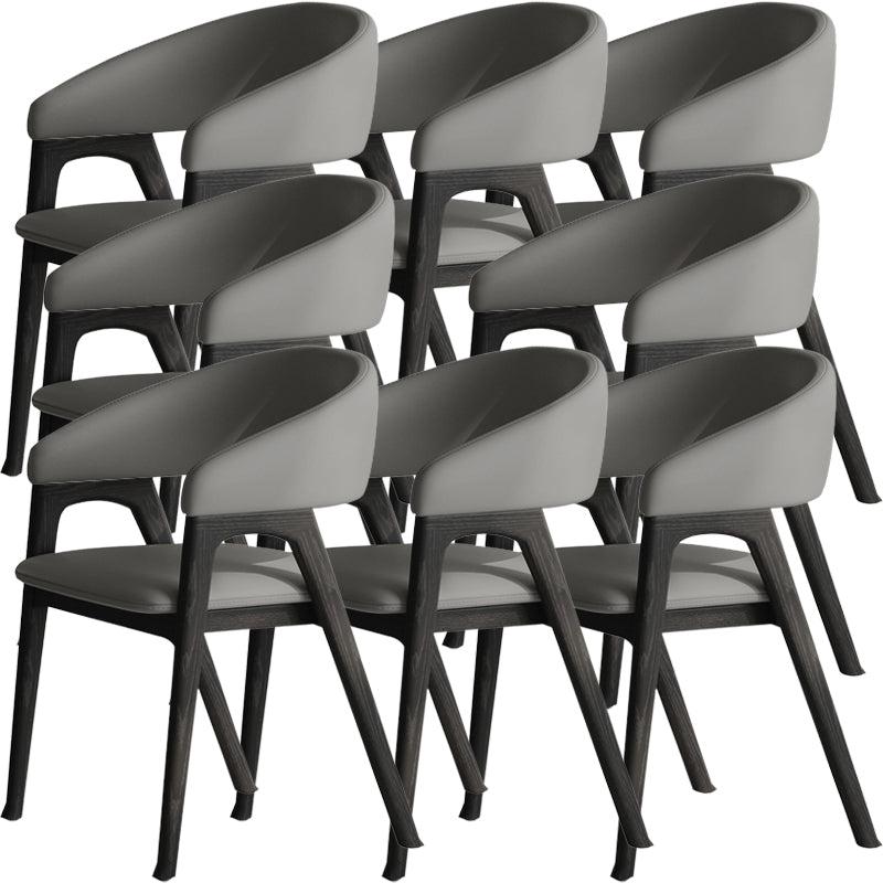 Open Back Arm Upholstered and Solid Wood Dining Accent Chair