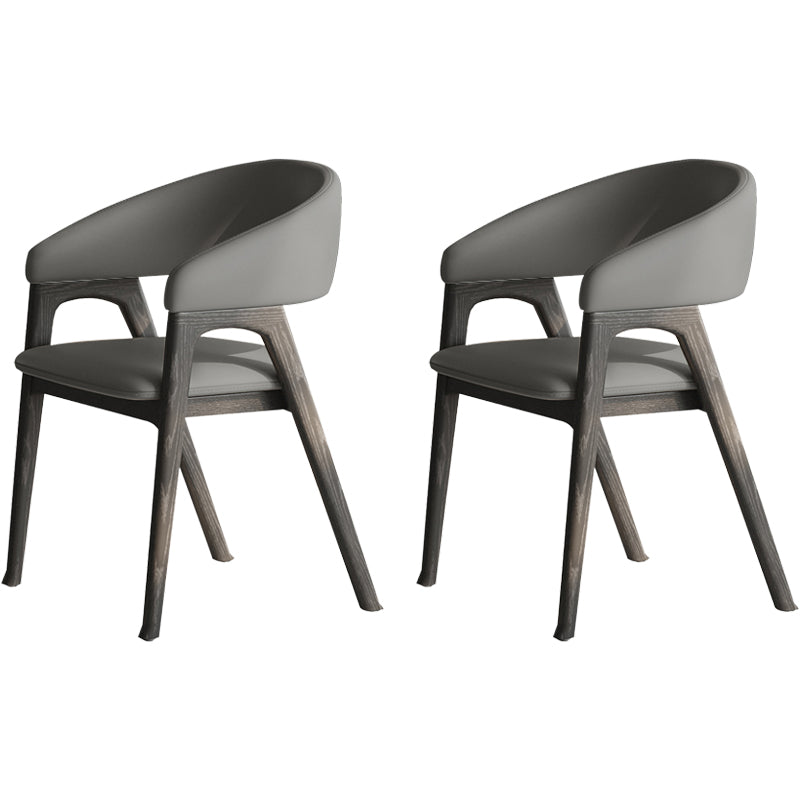 Open Back Arm Upholstered and Solid Wood Dining Accent Chair