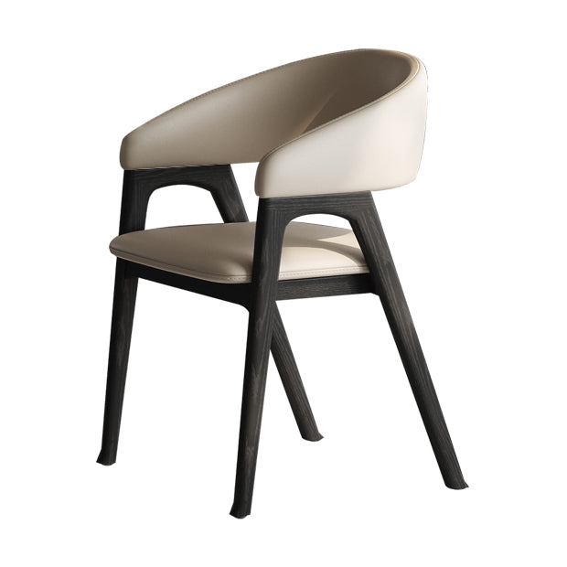 Open Back Arm Upholstered and Solid Wood Dining Accent Chair
