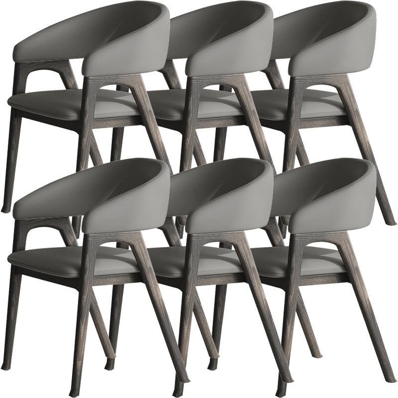Open Back Arm Upholstered and Solid Wood Dining Accent Chair
