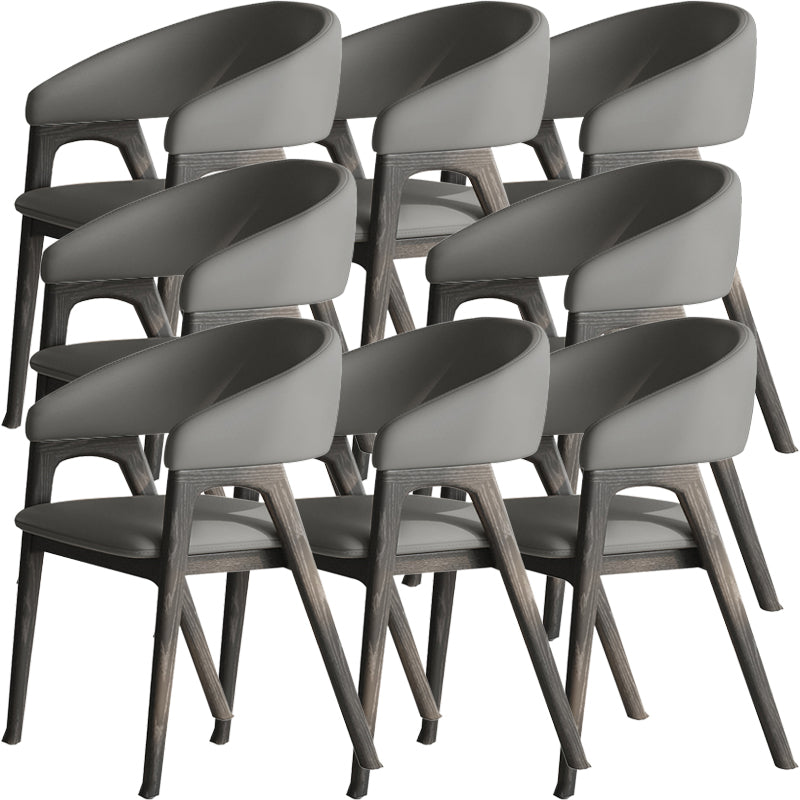 Open Back Arm Upholstered and Solid Wood Dining Accent Chair