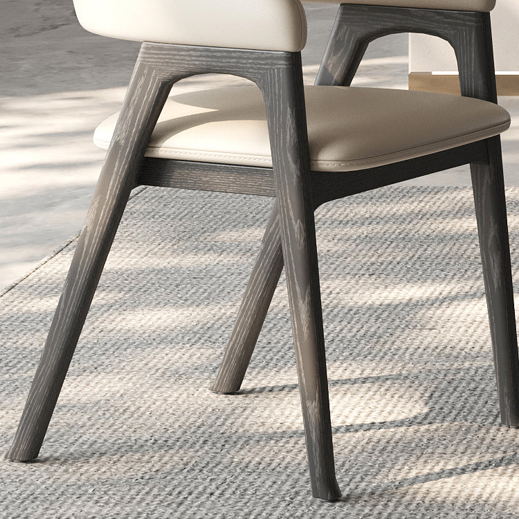 Open Back Arm Upholstered and Solid Wood Dining Accent Chair