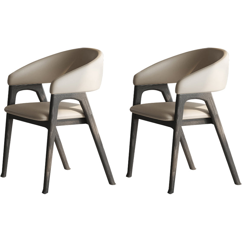 Open Back Arm Upholstered and Solid Wood Dining Accent Chair