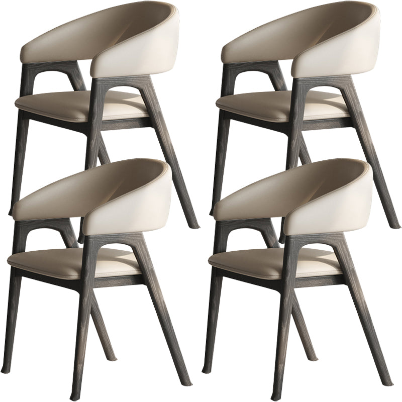 Open Back Arm Upholstered and Solid Wood Dining Accent Chair