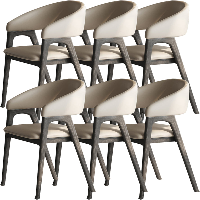 Open Back Arm Upholstered and Solid Wood Dining Accent Chair