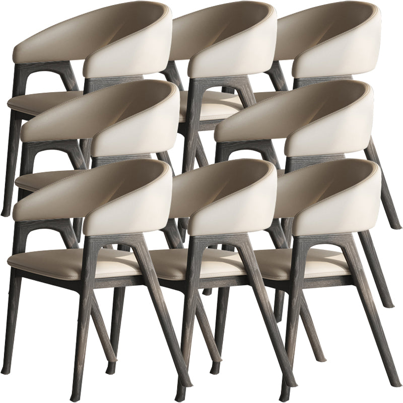 Open Back Arm Upholstered and Solid Wood Dining Accent Chair