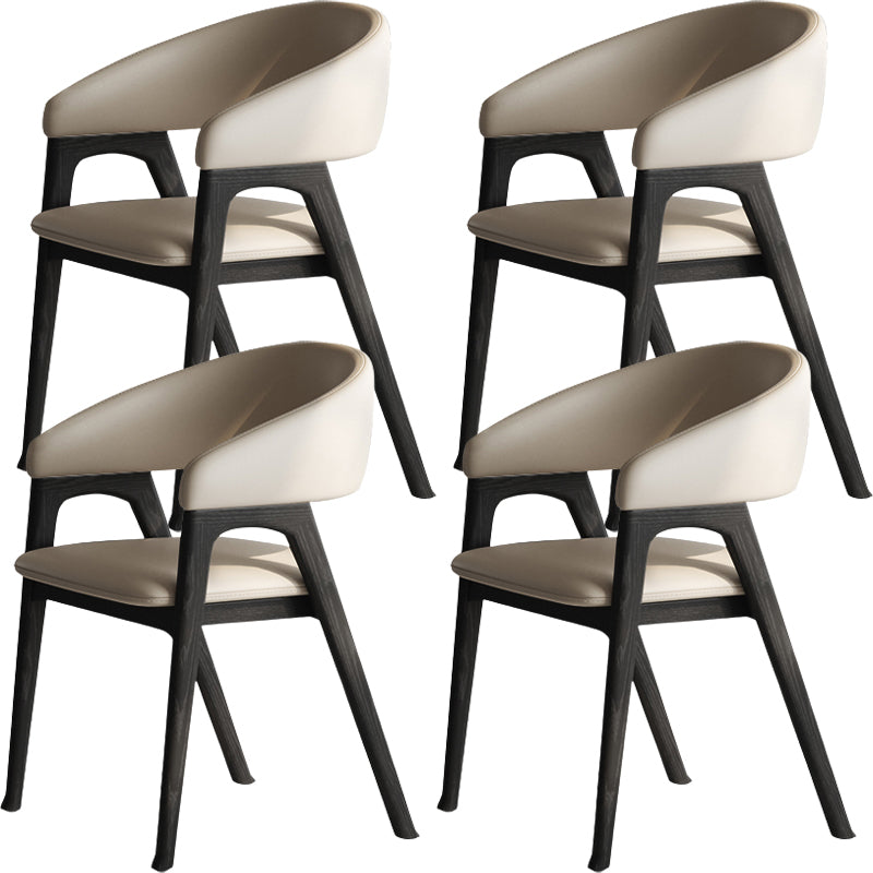 Open Back Arm Upholstered and Solid Wood Dining Accent Chair