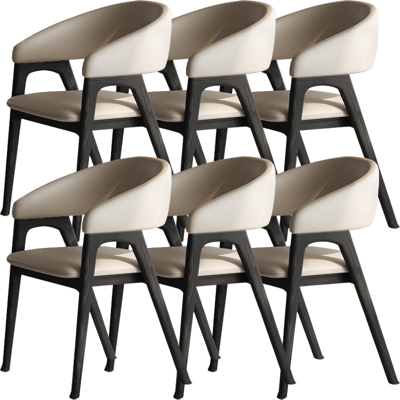 Open Back Arm Upholstered and Solid Wood Dining Accent Chair