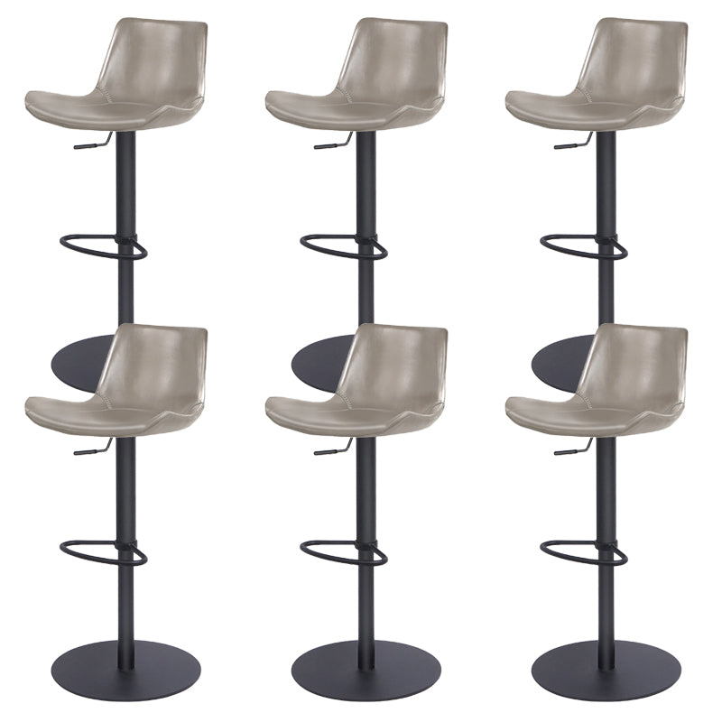 Contemporary Adjustable Height Swivel Leather Bar Stool with Footrest