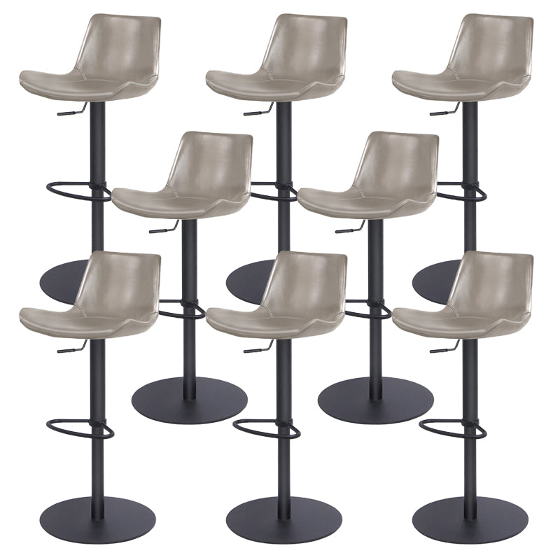 Contemporary Adjustable Height Swivel Leather Bar Stool with Footrest