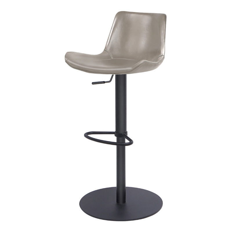 Contemporary Adjustable Height Swivel Leather Bar Stool with Footrest