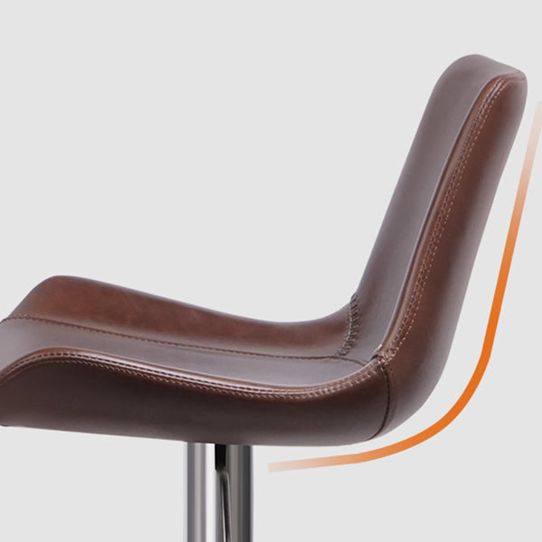 Contemporary Adjustable Height Swivel Leather Bar Stool with Footrest