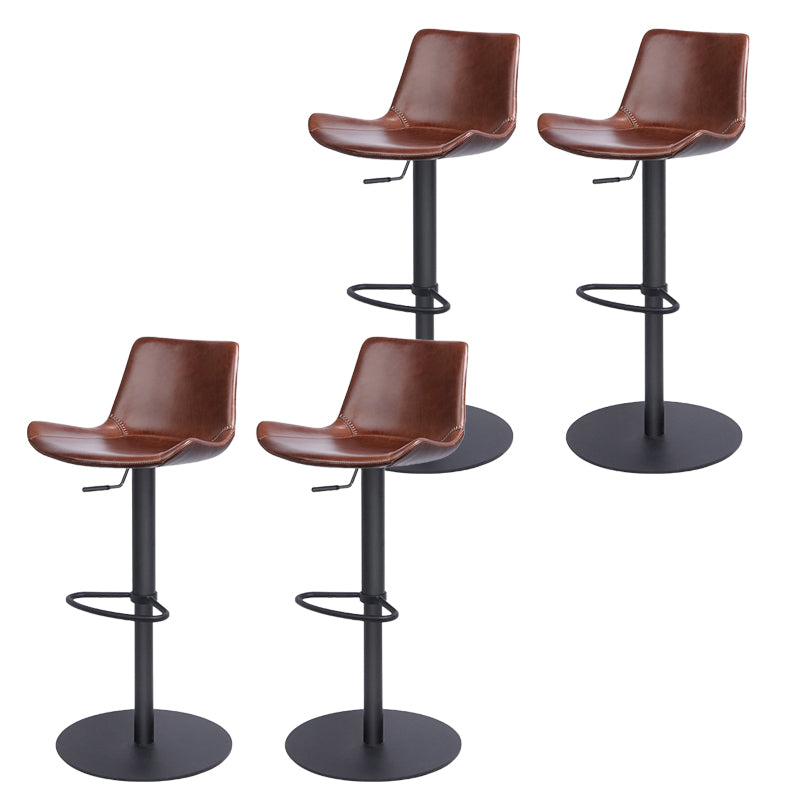 Contemporary Adjustable Height Swivel Leather Bar Stool with Footrest