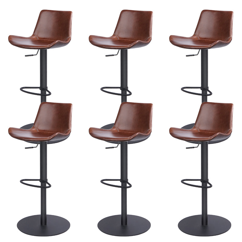 Contemporary Adjustable Height Swivel Leather Bar Stool with Footrest