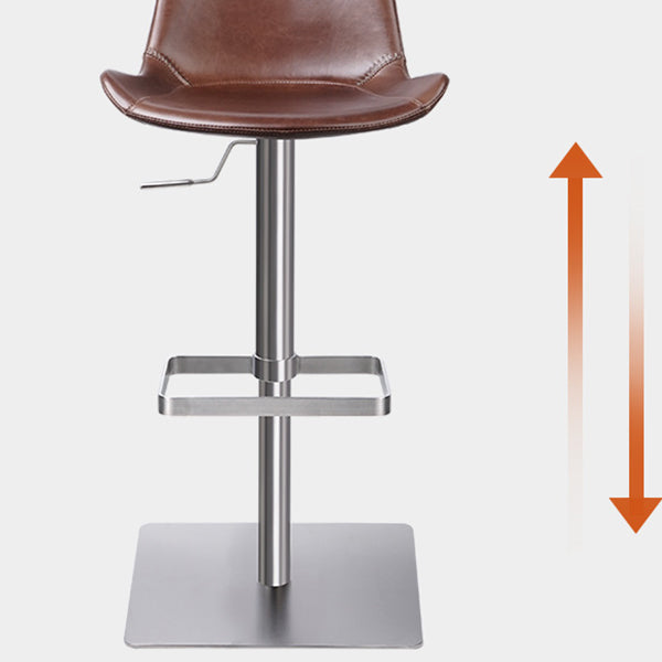 Contemporary Adjustable Height Swivel Leather Bar Stool with Footrest