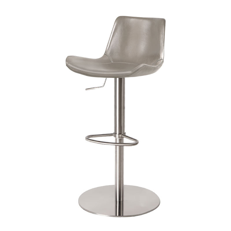 Contemporary Adjustable Height Swivel Leather Bar Stool with Footrest