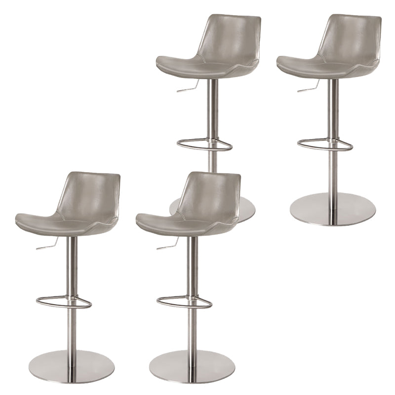 Contemporary Adjustable Height Swivel Leather Bar Stool with Footrest