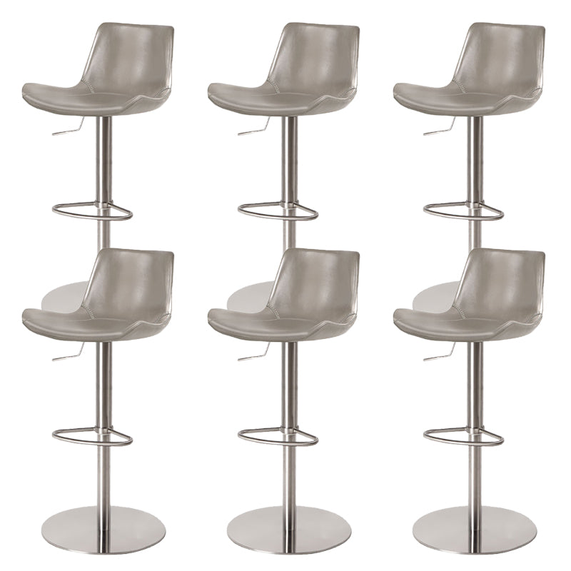 Contemporary Adjustable Height Swivel Leather Bar Stool with Footrest
