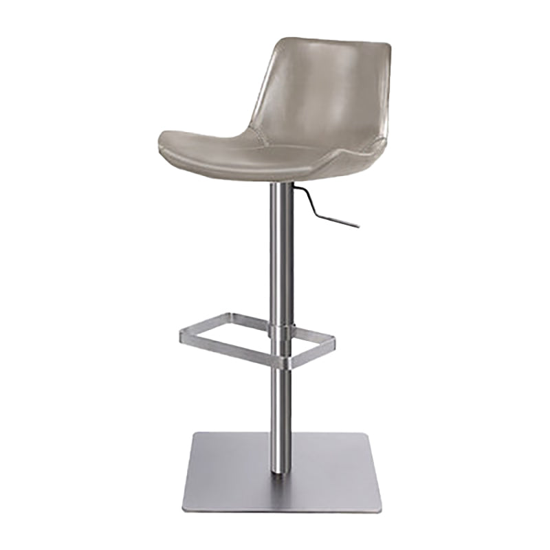 Contemporary Adjustable Height Swivel Leather Bar Stool with Footrest