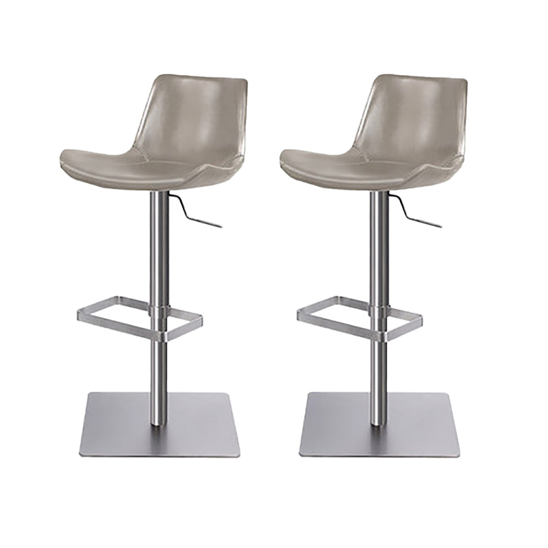 Contemporary Adjustable Height Swivel Leather Bar Stool with Footrest